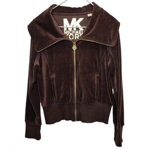 NWT Michael Kors Brown Velour Jacket L